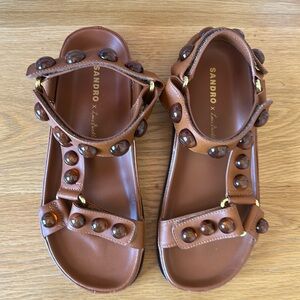 Sandro Women's Tilan Strap Sandals Amber 7.5